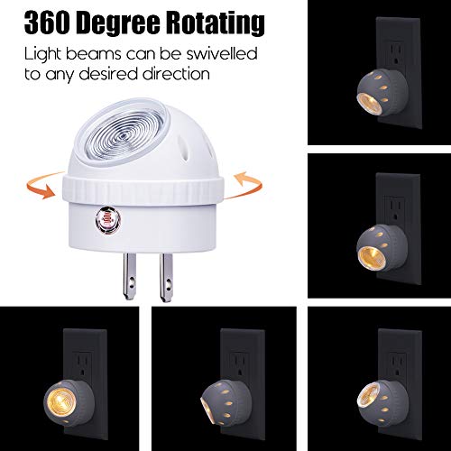 Image of Emotionlite Plug-in LED Night Light Dusk to Dawn Sensor Warm White 4 Pack | 360 Rotatable warm white night light for bedroom, hallway, bathroom, kitchen & stairways