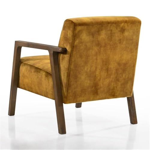 Sillón con estructura de madera y tela dorado miniatura 6