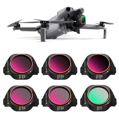 K&F CONCEPT Kit de 6 Filtres ND/PL Compatible avec DJI Mini 5 Pro, CPL ND4/PL ND8/PL ND16/PL ND32/PL ND64/PL, Accessoires Drone - Filtres Polariseur et Densité Neutre en Verre Optique HD Multicouche