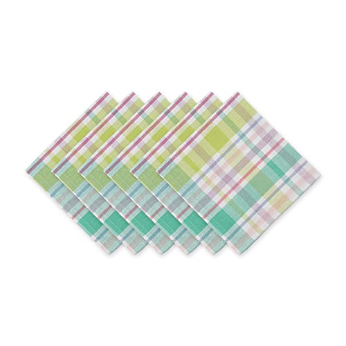DII Cotton Plaid Napkin Set Machine Washable, 20x20, Spring Time, 6 Count