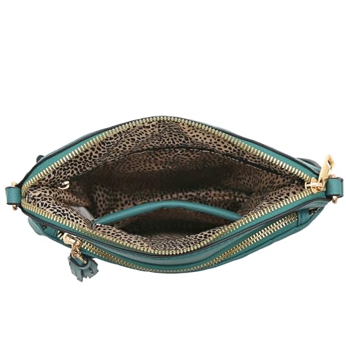 Image of FashionPuzzle Chevron Quilted Medium Crossbody Bag with Tassel Accent