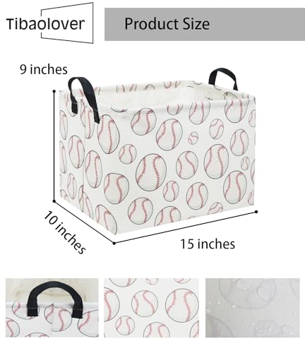 Image of Rectangular Baseball Basket Kids Baby Storage Basket Cute Kids Toy Storage Bin Organizer Shelf Book Sports Room Decor(Baseball)