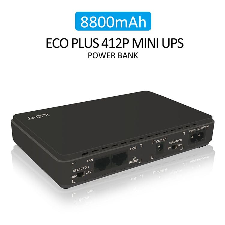Batería Externa portátil de 8800 mAh y Mini PoE 432P SAI Sistema de alimentación ininterrumpida Inteligente 432P Blanco