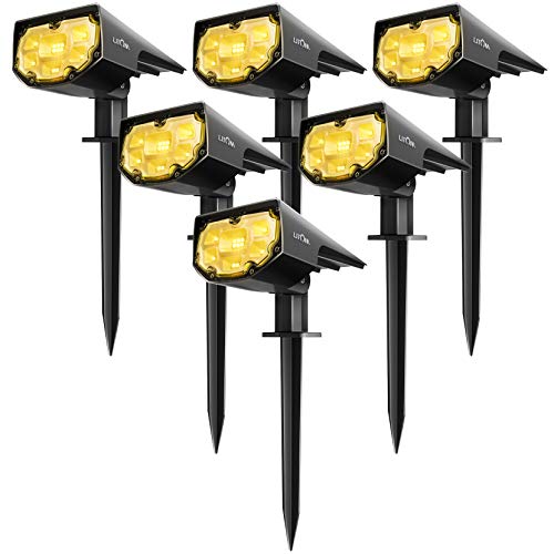 LITOM 12 LEDs Classic Solar IP67 Waterproof Outdoor Security Wall Lighting 2 Modes Wireless Landscaping Spotlights for Yard Garden Driveway Porch Walkway Pool Patio 6 Pack Warm White