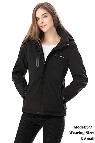 Venustas Women's Heated Jacket With Battery Pack 7.4V, Windproof Electric Insulated Coat With Detachable Hood Slim Fit #TOP2