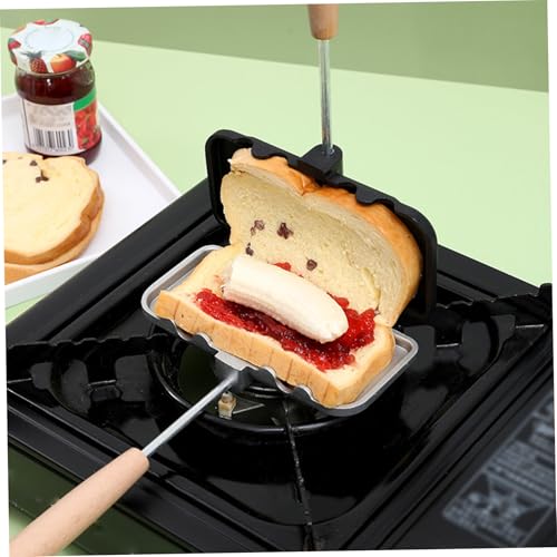 Fabricante de sándwiches tostado, aleación de aluminio Frittata Pan con mango cómodo, fabricante de sándwiches de fogata antiadherente para acampar en interiores, tostado
