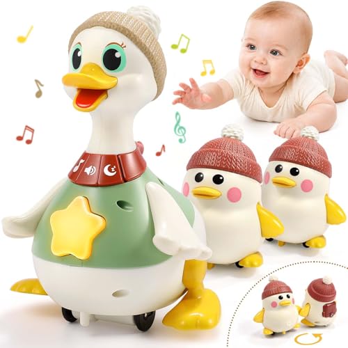 Baby Toys 6-12 Months: Musical Tummy Time Duck Toy for Infant Babies 6 7 8 9 10 12 18 Month Old Interactive Newborn Baby Crawling Toys for Christmas Gift Stocking Stuffers for Boy Girl 1 Year Old