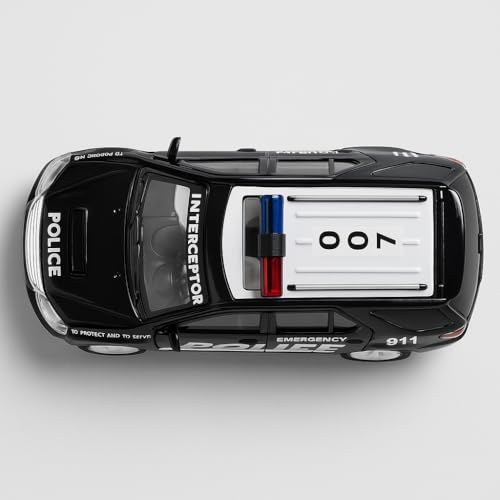 Image of Police Interceptor Toy Car - 15 cm Pull-Back Action Model | Black, Non-Toxic Plastic, Soft Edges | Realistic Design for Kids & Collectors