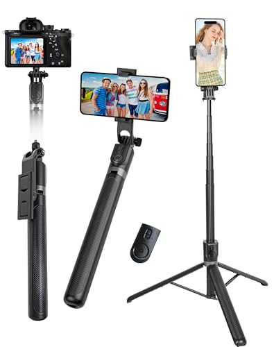 180cm Tripod for Mobile Phone Selfie Stick ستاند تصوير جوال Selfie Tripod Mobile Stand with Wireless Remote Travel Selfie Stick Compatible with iPhone/Samsung/Android/Camera/GoPro