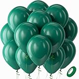 Bezente Dark Green Balloons Latex Party Balloons - 100 Pack 12 inch Round Helium Emerald Hunter Forest Green Boho Neutral Balloons for Wedding Birthday Dinosaur Jungle Theme Party Decorations