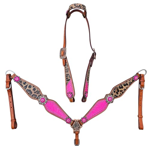 Western Tack Set Pink Cheetah Medium Oil