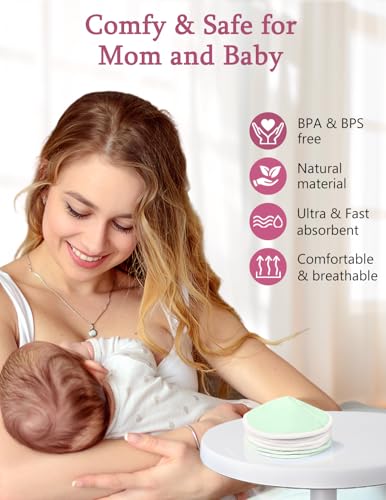MOMUSE Reusable Nursing Pads 12 Pack,Soft 4 Layers Fabric & Super Absorbent Breathable Breast Pad,Portable Washable Nursing Pads for Breastfeeding Essentials,Waterproof Bag + Wash Bag