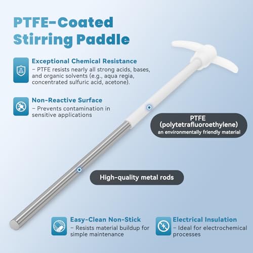 Image of 2-Pack PTFE Stirring Rod Set with Propeller & Paddle Blades - Chemical-Resistant Lab Mixing Tools for Precision Stirring, Dissolution, and Homogenization - Ideal for Lab and Industrial Use
