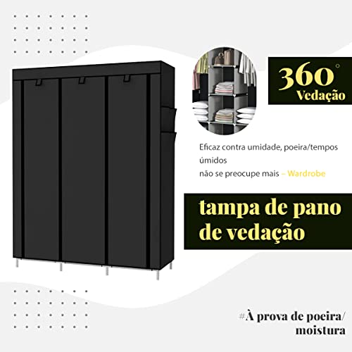 Guarda Roupa Portatil Para Armazenamento de Roupas com Prateleiras Guarda Roupa à Prova de Água e Po