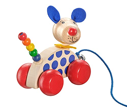 Selecta 62026 Nico, Nachzieh Hund, Schiebe-und Nachziehspielzeug, 1 Jahr to 3 Jahre, aus Holz, 12 cm