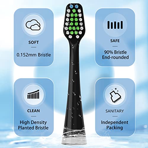 Sonic Replacement Toothbrush Heads Compatible With Waterpik Complete Care 9.0 (Cc-01Cd012-2) And 5.0 (Wp-862, Wp-872, Wp-877, Wp-882, Wp-892) Electric Toothbrush,5 Count (Black) #TOP2