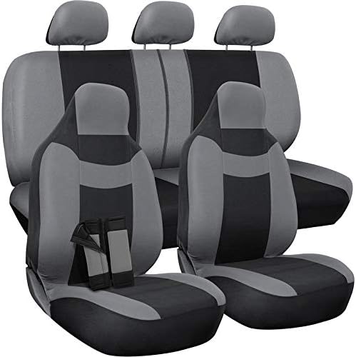 Motorup America Gray/Black Auto Seat Cover - Full Set - Fits Select Vehicles Car Truck Van SUV