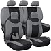 Motorup America Full Set Leather Auto Seat Cover - Fits Select Vehicles Car Truck Van SUV - Gray/Black