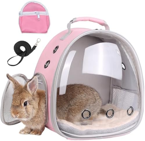 Portable Guinea Pig Backpack with Small Bag Harness and Leash Set, Space Capsule Bubble Window Pet Carrier Cage Travel for Rabbit, Bearded Dragon, Squirrel, Tortoise, Bird, Lizard, Sugar Glider