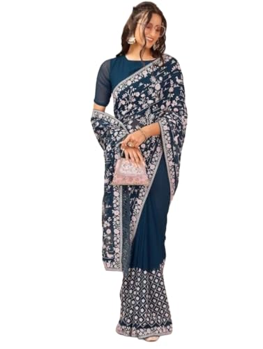 Sari de georgette para mujer KULIA vestido tradicional de fiesta y boda