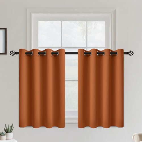 Image of COSVIYA Grommet Room Darkening Brunt Orange Curtains 36 inch for Bedroom | Light Blocking Insulated Thermal Curtains for Living Room, Blackout Thick Polyester Window Drapes,52x36 inches, 2 Panels