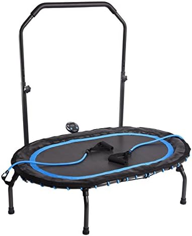 Stamina InTone Oval Fitness Trampoline Plus with Handlebars - Portable Rebounder Exercise Trampoline with Smart Workout App - Indoor Trampoline Fitness Rebounder - Up to 250 lbs Weight