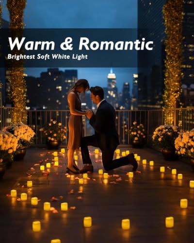 Image of Homemory 24 Pack Ivory Flameless Flickering LED Votive Tealights Candles