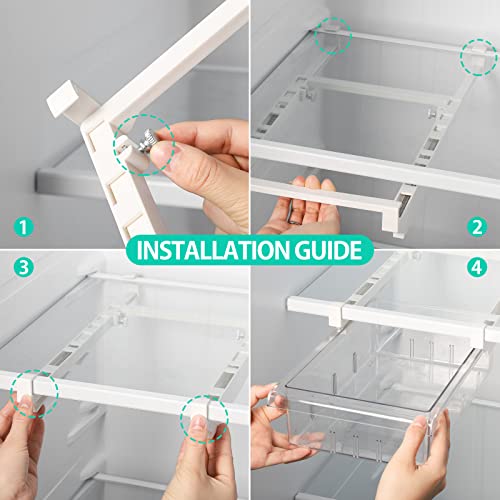 Mallyu Refrigerator Drawers, 2 Pack Fridge Drawer Organizer, Sturdy Pull Out Hanging Refrigerator Organizer Bins With Handle For Fridge Shelf Under 0.6", Storage Box For Snacks Egg Fruit Vegetable #TOP6