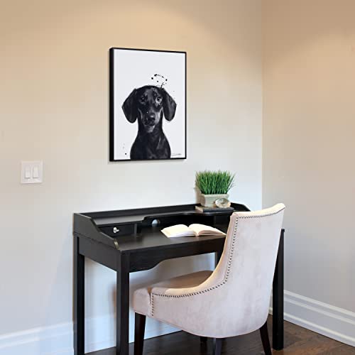 Empire Art Direct "Dachshund' Black And White Pet Dog Wall Art On Printed Glass Encased With A Black Anodized Frame, Ready To Hang, Living Room, Bedroom & Office, 24" X 18" X 1" #TOP5