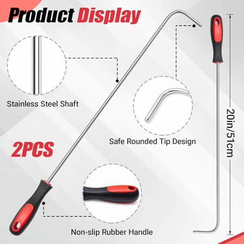 Image of Arrowbash 2 Pcs 20 Inch Horseshoe Pick-up Hook with Stainless Steel Shaft, Ergonomic Grip Horseshoe Retriever, Portable Horse Shoe Pick up Stick for Outdoor Games