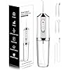 Water-Flosser-Cordless-Teeth-Cleaner Water Dental Flosser with 3 Modes 4 Jets Rechargeable IPX7 Waterproof for Travel Home Braces(White)