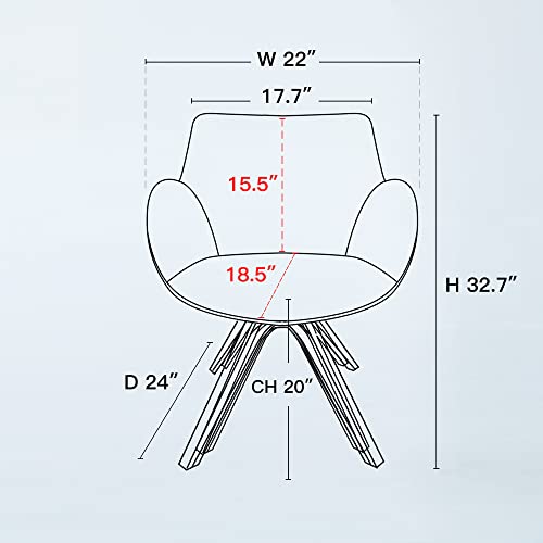 Artplan Swivel Side Chair No Wheels Arm Chair With Gold Metal Legs,Upholstered Sigle Mid-Century Modern Dinning Chair With Arm，Dark Grey #TOP1