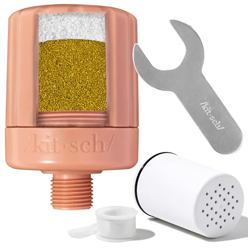 Kitsch Shower Head Filter for Hard Water – Shower Water Filter with KDF-55 & Calcium Sulfite, Shower Filter to Reduce Chlorine & Impurities, Water Softener for Healthier Hair & Skin - Terracotta