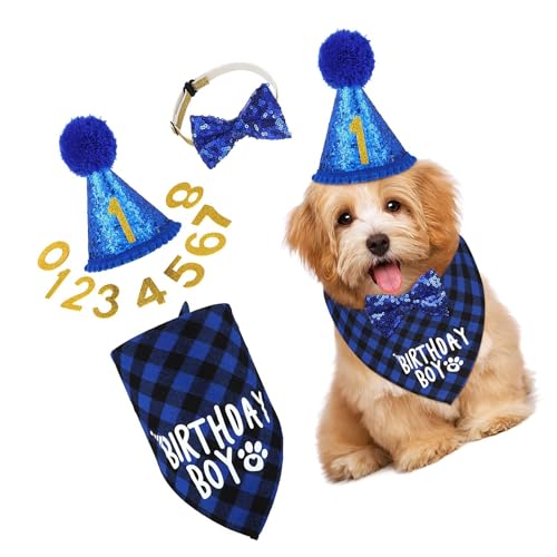 犬 バースデー 誕生日 スタイ ペット 飾り付け 猫 誕生日帽子 バンダナ 風船 バナー おしゃれ ペットグッズ 記念日 メモリアル パーティー飾り ブルー