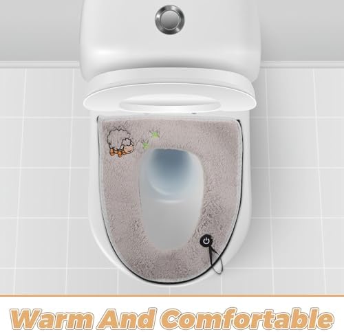 VICASKY Thick Plush Toilet Seat Cover Pad with Handle and Zipper Soft Reusable Bathroom Cushion for Toilet Seats Universal Fit Easy Maintenance for Winter Use - 2