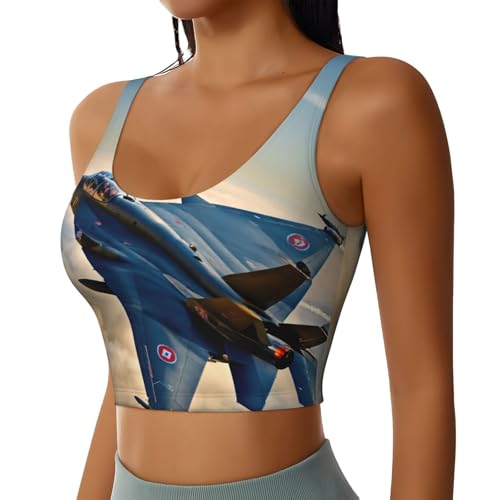 Débardeur de sport femme respirant imprimé avions de chasse stretch yoga