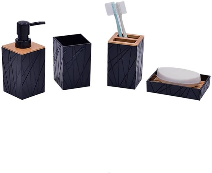 Bathroom Six-Piece Brushing Cup Mouthwash Toiletries Set(Black) image 5
