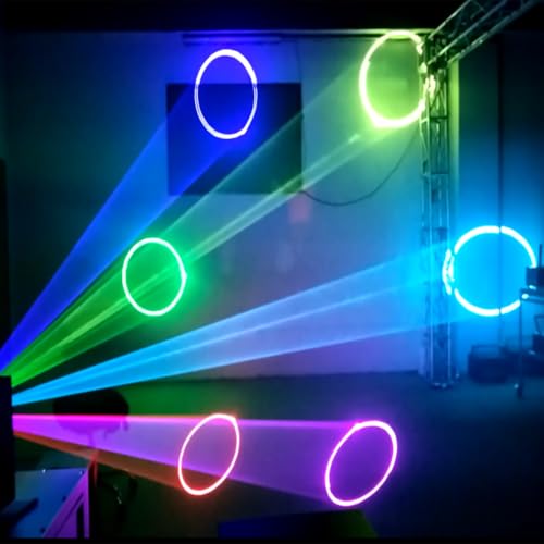 Image of 2W 2000mw RGB Full Color Animation Stage Effect Light DJ Disco Stage Beam Lights with DMX512 XLR Cable for Party Wedding Birthday DJ Disco Bar Club Christmas Event Lighting Show