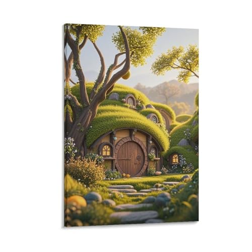 Peinture décorative abstraite style vintage Fairytale Cottage de format 40x60 cm