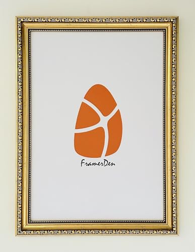 FramerDen® Gold 40x50 Ornate Antique Shabby Chic Style Poster Picture Frame Fits 40x50cm Size Poster Photo Artwork Print, Portrait & Landscape Wall Mountable, Perspex Front & MDF Backing