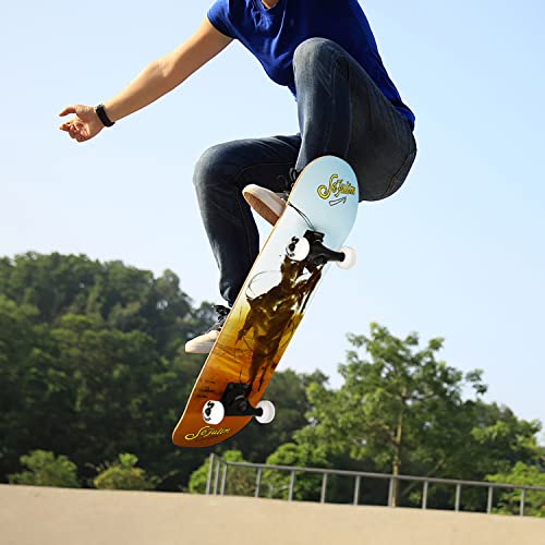 Image of 31 inchx8 inch Complete Skateboard Skull Skateboard for Extreme Sports and Outdoors for Beginners &Pro (Cowboy)