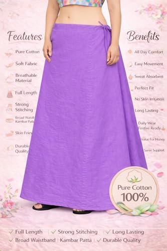 Image of CITIX Pure Cotton Petticoat for Woman Saree | Adujastable Drawstring Waist
