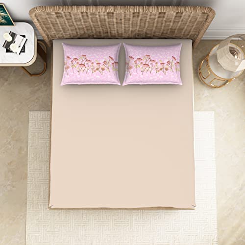 Image of Spaces 100% Cotton Bedsheet Large Anti Viral Soft Feel Skin Safe 144 Tc Beige Bedsheet King Size Bed Cotton