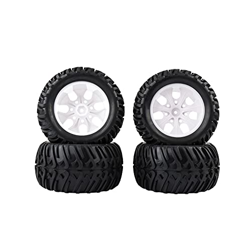 4X Od 130Mm Rc Tires 1/10 Monster Truck Tires &12Mm Hex Wheel Rim Hub For Hsp Stampede Redcat Arrma Exceed Rc Etc, White #TOP1