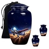 Plane Urn, Urns for Human Ashes Adult, Mini Urns for Human Ashes Keepsake, Urn for Ashes Adult Male, Decorative Urns, Mini Urns for Human Ashes Keepsake(Size - 10inch 1Pcs, 3inch 2Pcs)