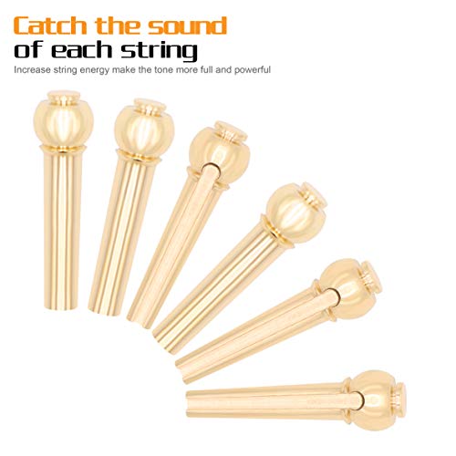 Taigoehua Guitar Bridge Pins 6pcs Pure copper Endpin 6 String Pegs with Guitar String Winder and Cutter-3 In1 Restringing Tool