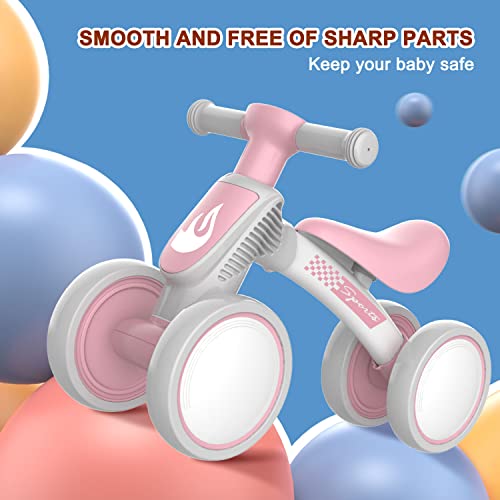 Baby Balance Bike Toys For 1 Year Old Girl Gifts, 10-36 Month Toddler Balance Bike, No Pedal 4 Silence Wheels & Soft Seat Pre-School First Riding Toys, One Year Old Girl Birthday Gifts #TOP2
