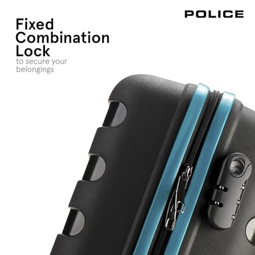 Image of Police Primex Bi-Color Trolley Bag | Hard PP Check-in Suitcase with TSA Lock & 8 Spinner Wheels | Lightweight Travel Luggage for Men & Women | Black /Teal (Set of 3)