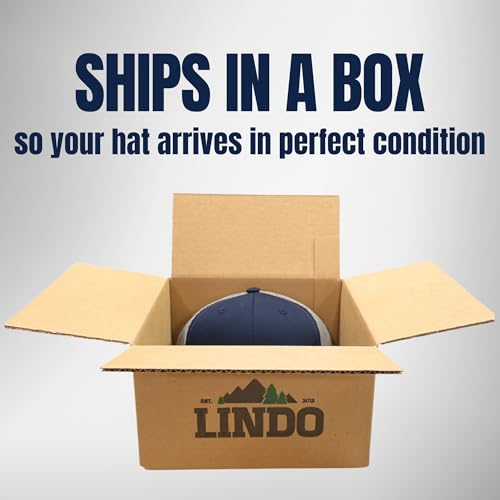 Image of LINDO Trucker Hat [ Great Outdoors Design ] for Men and Women: Mid Profile Cap with Breathable Mesh Back and Adjustable Snap