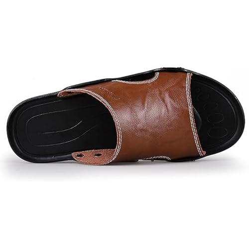 Men's Leather Slide Sandals - Summer Anti-Slip Flat Slippers Beach Casual Comfort Shoes3